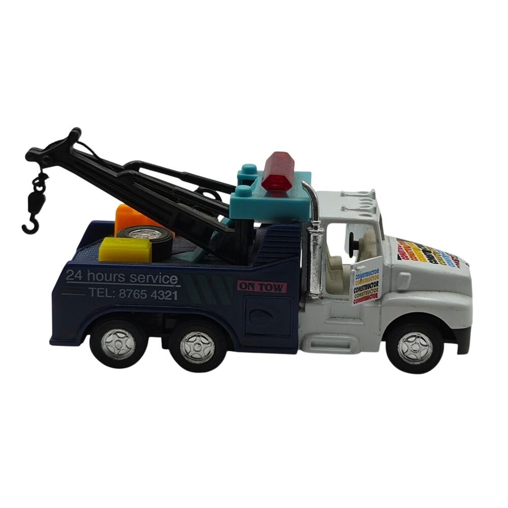 Kintoy 5.25" Heavy Duty Wrecker Tow Truck With Pull Back Action & Opening Doors